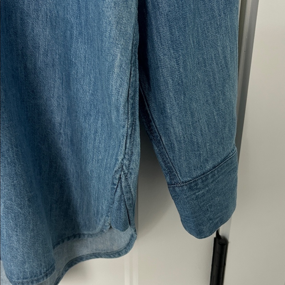 LOFT Chambray Oversized Button-Up Pocket Shirt, NWT - Picture 6 of 9